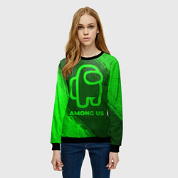 Свитшот женский Among Us - green gradient, цвет: 3D-черный — фото 2