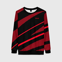 Свитшот женский Sport чёрный и красный полосы, цвет: 3D-черный