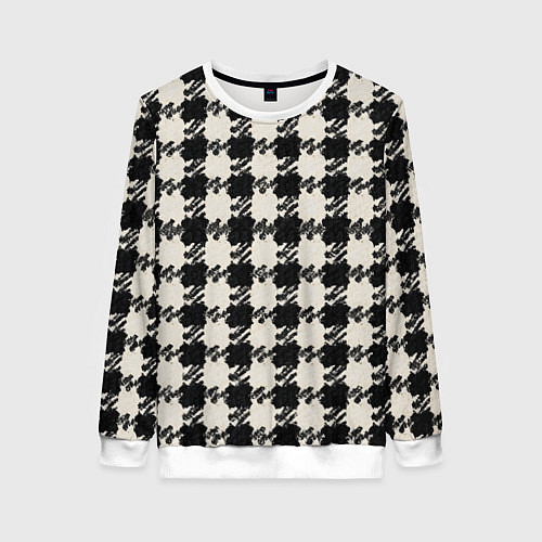 Женский свитшот Черно белая гусиная лапка / 3D-Белый – фото 1