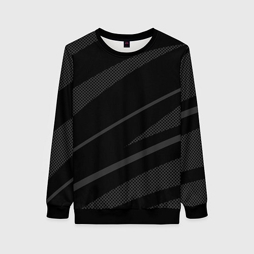 Женский свитшот Чёрный с серым абстракция полосы / 3D-Черный – фото 1