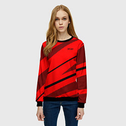Свитшот женский Sport красный с чёрным полосами, цвет: 3D-черный — фото 2