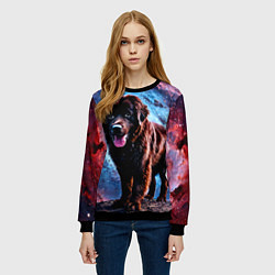 Свитшот женский Ньюфаундленд в космосе, цвет: 3D-черный — фото 2