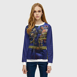 Свитшот женский Парадный китель генерала с медалями, цвет: 3D-белый — фото 2