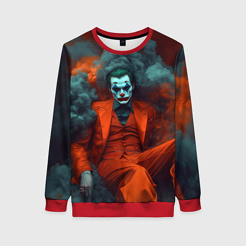Женский свитшот Джокер в дыму красок / 3D-Красный – фото 1