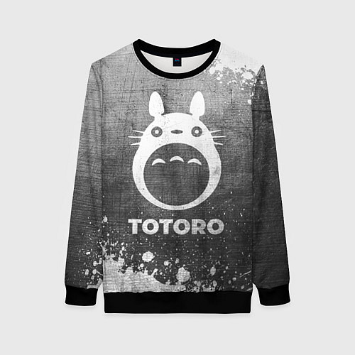 Женский свитшот Totoro - grey gradient / 3D-Черный – фото 1