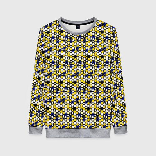 Женский свитшот Киберпанк шестиугольники жёлтые / 3D-Меланж – фото 1