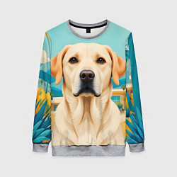 Свитшот женский Лето и лабрадор, цвет: 3D-меланж