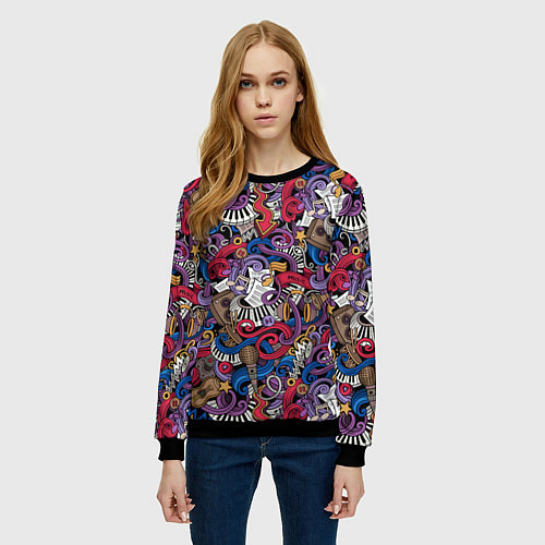 Женский свитшот Музыкальный коллаж / 3D-Черный – фото 3