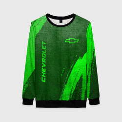 Свитшот женский Chevrolet - green gradient вертикально, цвет: 3D-черный