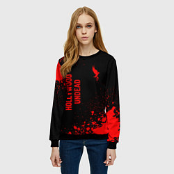 Свитшот женский Hollywood Undead - red gradient вертикально, цвет: 3D-черный — фото 2