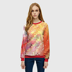Свитшот женский Абстракция жёлтый с оранжевым, цвет: 3D-красный — фото 2