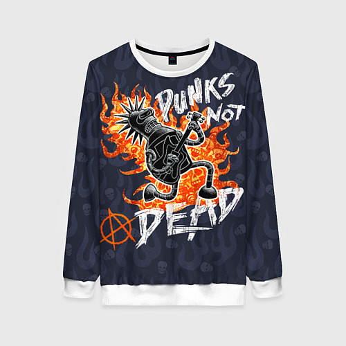 Женский свитшот Панк рок с Бендером из Футурамы на металле / 3D-Белый – фото 1