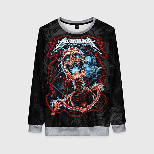 Женский свитшот Metallica - electric skeleton / 3D-Меланж – фото 1