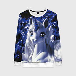 Женский свитшот Единорог - синий рог