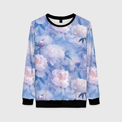 Свитшот женский Цветы в туманности, цвет: 3D-черный
