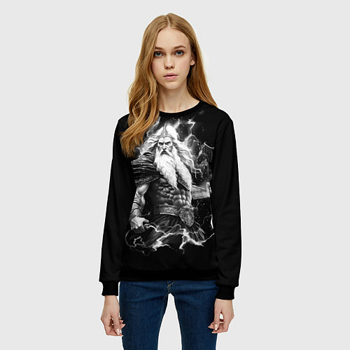 Женский свитшот Перун бог громовержец / 3D-Черный – фото 3