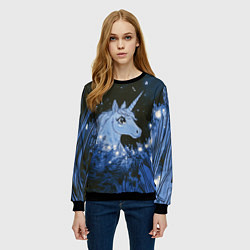 Свитшот женский Единорог и светлячки, цвет: 3D-черный — фото 2