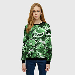 Свитшот женский Растения против зомби в зеленом цвете, цвет: 3D-черный — фото 2