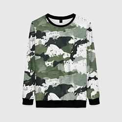 Свитшот женский Зеленый фактурный камуфляж, цвет: 3D-черный