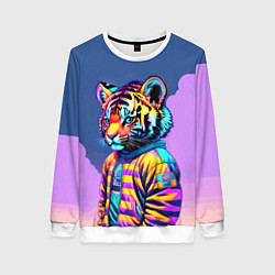 Свитшот женский Cool tiger cub - pop art, цвет: 3D-белый
