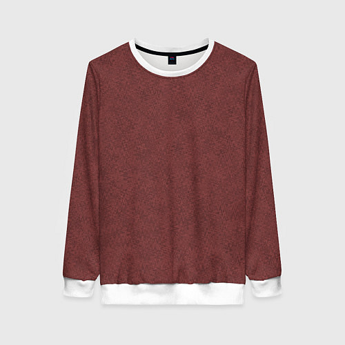 Женский свитшот Красно-коричневый текстурный однотонный / 3D-Белый – фото 1