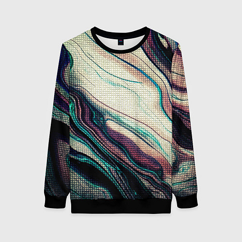 Женский свитшот Абстракция тёмные краски с текстурой / 3D-Черный – фото 1