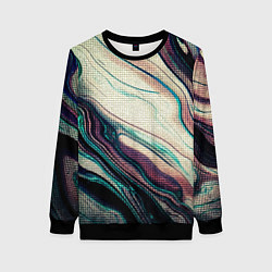 Свитшот женский Абстракция тёмные краски с текстурой, цвет: 3D-черный
