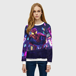 Свитшот женский Человек паук с желтыми глазами, цвет: 3D-белый — фото 2