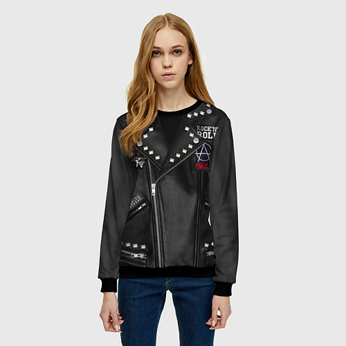 Женский свитшот Король и шут косуха / 3D-Черный – фото 3