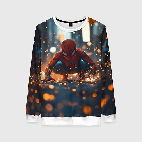 Женский свитшот Человек паук и золотая пыльца / 3D-Белый – фото 1