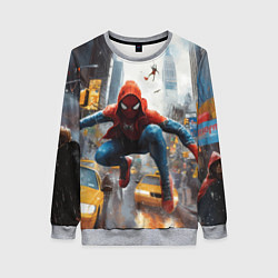 Женский свитшот Человек-паук пробирается сквозь такси