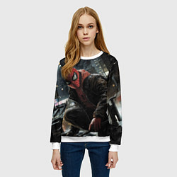 Свитшот женский Человек-паук и поздняя ночь, цвет: 3D-белый — фото 2