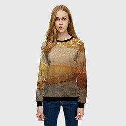 Свитшот женский Бежевые блестяшки текстура, цвет: 3D-черный — фото 2