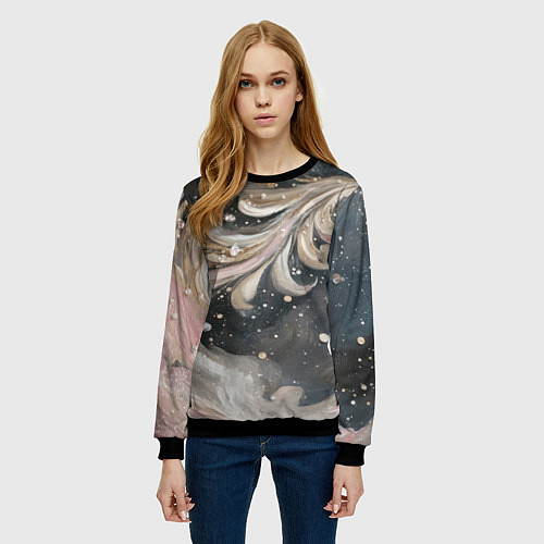 Женский свитшот Бежевый объемный узор / 3D-Черный – фото 3