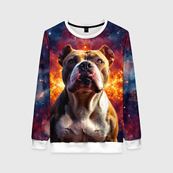 Женский свитшот Американский булль в космосе
