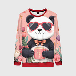 Женский свитшот Панда с поздравлениями и с цветами