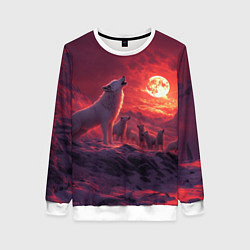 Женский свитшот Белый волк воет на луну