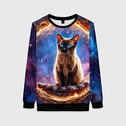 Женский свитшот Сиамская кошка в космосе