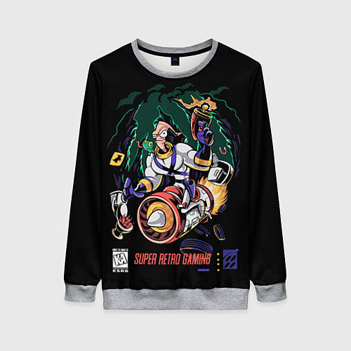 Женский свитшот Earth worm Jim - super retro gaming / 3D-Меланж – фото 1