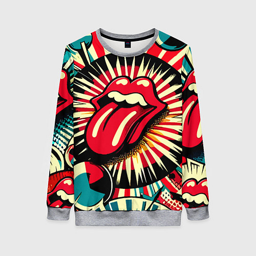 Женский свитшот Logo of the Rolling Stones - pop art / 3D-Меланж – фото 1