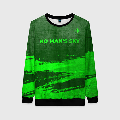 Женский свитшот No Mans Sky - green gradient посередине / 3D-Черный – фото 1