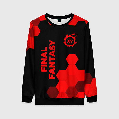 Женский свитшот Final Fantasy - red gradient вертикально / 3D-Черный – фото 1