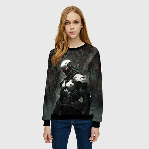 Женский свитшот Боевой кибернетический андроид / 3D-Черный – фото 3