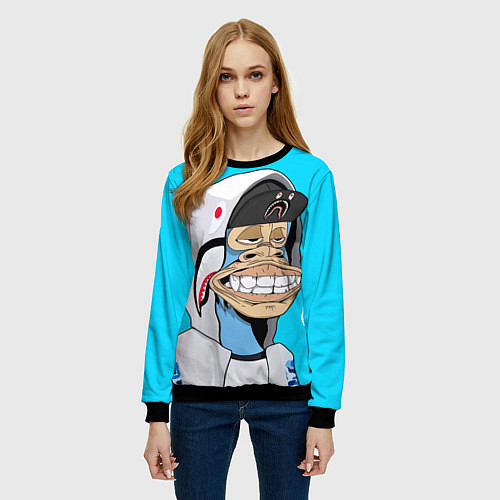 Женский свитшот NFT ape in the hood / 3D-Черный – фото 3