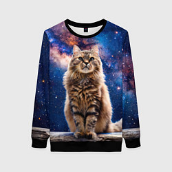 Женский свитшот Сибирская кошка в космосе