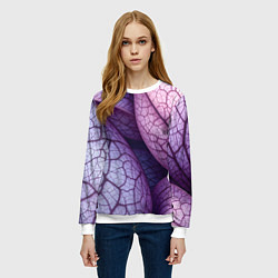 Свитшот женский Прожилки экзотического растения, цвет: 3D-белый — фото 2