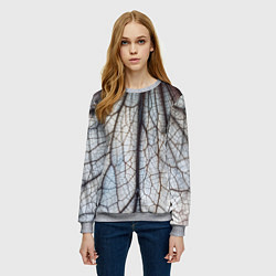 Свитшот женский Прожилки растения, цвет: 3D-меланж — фото 2