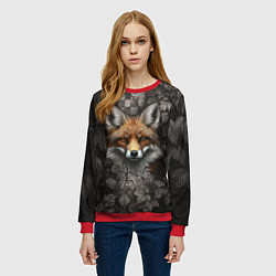 Свитшот женский Внимательный лис, цвет: 3D-красный — фото 2