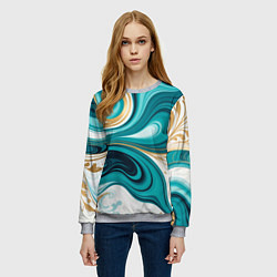 Свитшот женский Бирюза и золото, цвет: 3D-меланж — фото 2