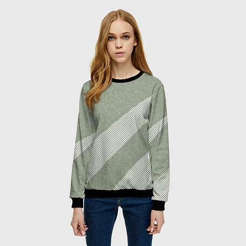 Женский свитшот Светлый серо-зелёный абстрактный / 3D-Черный – фото 3